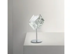 Discount Camilla - Lámpara de mesa hoja de plata 1XE14 max 1X42W IP20 - Lámpara de mesa moderna con base de metal y cristal decorado - Casquillo E27 Plateado