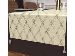 Soleil d'ocre Camino de mesa festivo en puro algodón 40x180 cm plata CELESTE, por Beige Discount