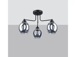 Sollux Lighting Lámpara Suspendida-Candelabros Allivon moderno de acero - 3 fuentes luminosas 3000K - L.54 x A.36 cm - Negro