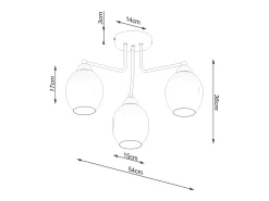 Sollux Lighting Lámpara Suspendida-Candelabros Allivon moderno de acero - 3 fuentes luminosas 3000K - L.54 x A.36 cm - Negro