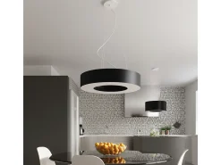 Sollux Lighting Lámpara Suspendida-Candelabros Astrona slim minimalista de tela/PVC/acero - 5 fuentes luminosas 3000K - L.50 x A.102 cm - Negro