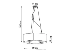 Sollux Lighting Lámpara Suspendida-Candelabros Astrona slim minimalista de tela/PVC/acero - 5 fuentes luminosas 3000K - L.50 x A.102 cm - Negro