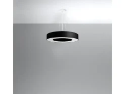 Sollux Lighting Lámpara Suspendida-Candelabros Astrona slim minimalista de tela/PVC/acero - 5 fuentes luminosas 3000K - L.50 x A.102 cm - Negro