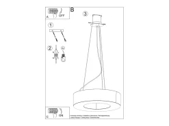 Online Sollux Lighting Candelabros Astrona slim minimalista de tela/PVC/acero - 6 fuentes luminosas 4000K - L.70 x A.102 cm - Blanco