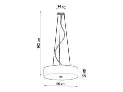 Sollux Lighting Lámpara Suspendida-Candelabros Kalmaris minimalista de tela/vidrio/acero - 5 fuentes luminosas 3000K - L.50 x A.102 cm - Blanco