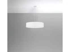 Sollux Lighting Lámpara Suspendida-Candelabros Kalmaris minimalista de tela/vidrio/acero - 5 fuentes luminosas 3000K - L.50 x A.102 cm - Blanco