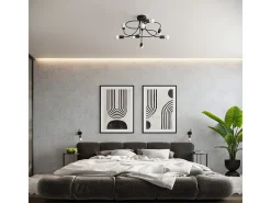 Sollux Lighting Lámpara Suspendida-Candelabros Levar Industrial De Acero - 6 Fuentes Luminosas - L.69 X A.29 Cm - Negro