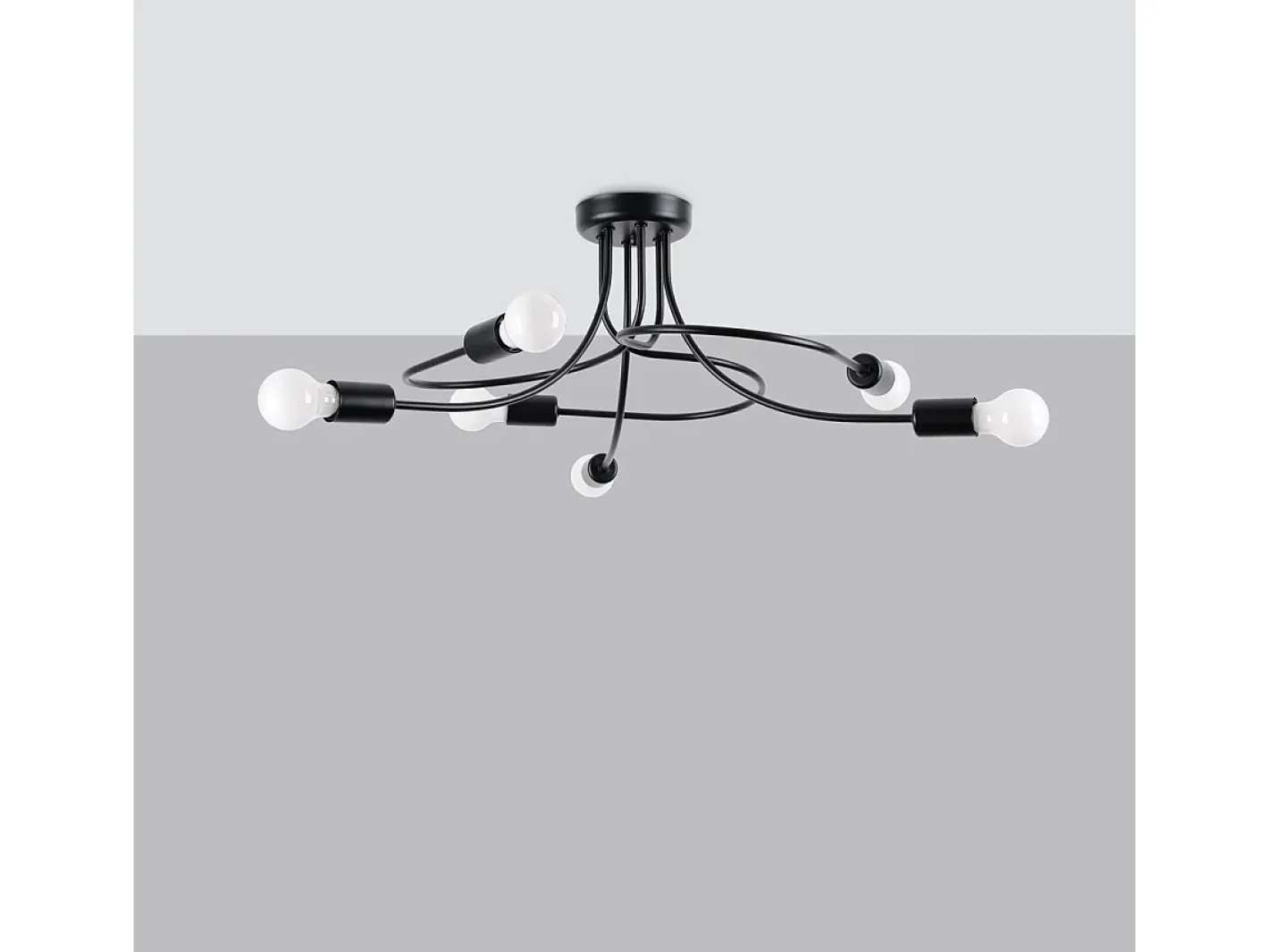 Sollux Lighting Lámpara Suspendida-Candelabros Levar Industrial De Acero - 6 Fuentes Luminosas - L.69 X A.29 Cm - Negro