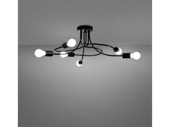 Sollux Lighting Lámpara Suspendida-Candelabros Levar Industrial De Acero - 6 Fuentes Luminosas - L.69 X A.29 Cm - Negro