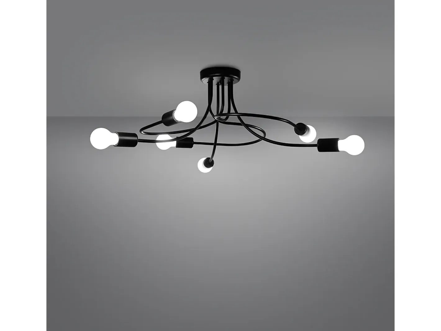 Sollux Lighting Lámpara Suspendida-Candelabros Levar Industrial De Acero - 6 Fuentes Luminosas - L.69 X A.29 Cm - Negro