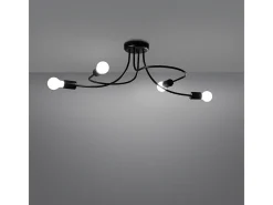 Sollux Lighting Lámpara Suspendida-Candelabros Levar Industrial De Acero - 4 Fuentes Luminosas - L.75 X A.32 Cm - Negro