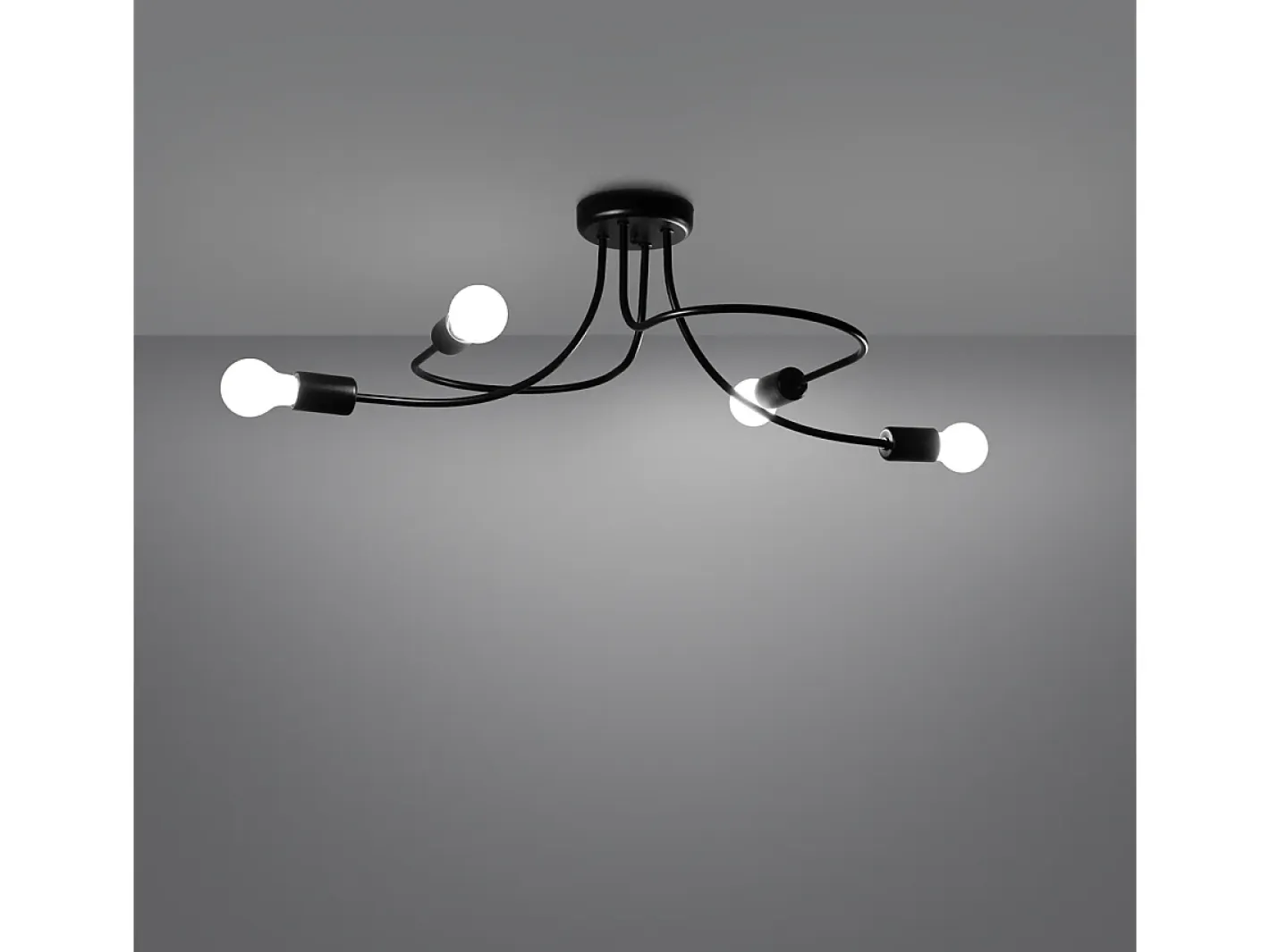 Sollux Lighting Lámpara Suspendida-Candelabros Levar Industrial De Acero - 4 Fuentes Luminosas - L.75 X A.32 Cm - Negro