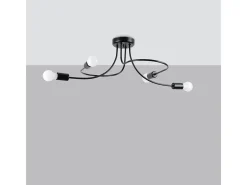 Sollux Lighting Lámpara Suspendida-Candelabros Levar Industrial De Acero - 4 Fuentes Luminosas - L.75 X A.32 Cm - Negro