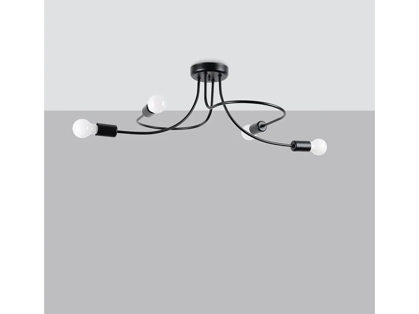 Sollux Lighting Lámpara Suspendida-Candelabros Levar Industrial De Acero - 4 Fuentes Luminosas - L.75 X A.32 Cm - Negro