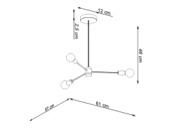Sollux Lighting Candelabros Lingoro moderno de acero - 3 fuentes luminosas 3000K - L.61 x A.46 cm - Negro