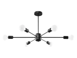 Sollux Lighting Lámpara Suspendida-Candelabros Lingoro moderno de acero - 6 fuentes luminosas 3000K - L.86,5 x A.46 cm - Negro