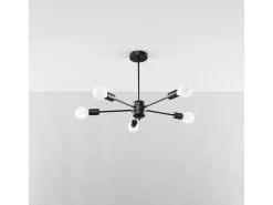 Sollux Lighting Lámpara Suspendida-Candelabros Lingoro moderno de acero - 5 fuentes luminosas 3000K - L.66 x A.46 cm - Negro
