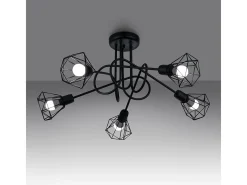 Sollux Lighting Candelabros Lunova moderno de acero - 5 fuentes luminosas 4000K - L.58 x A.28,5 cm - Negro