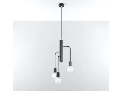 Sollux Lighting Candelabros Luxra desván de acero - 3 fuentes luminosas 3000K - L.25 x A.100 cm - Negro Best