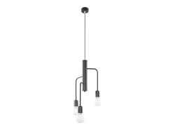 New Sollux Lighting Candelabros Luxra desván de acero - 3 fuentes luminosas 4000K - L.25 x A.100 cm - Negro