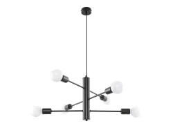 Online Sollux Lighting Candelabros Luxra desván de acero - 6 fuentes luminosas 3000K - L.60 x A.85 cm - Negro