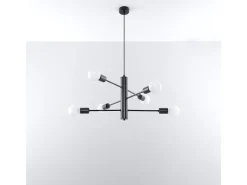 Online Sollux Lighting Candelabros Luxra desván de acero - 6 fuentes luminosas 3000K - L.60 x A.85 cm - Negro