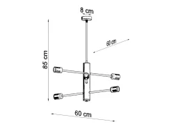 Online Sollux Lighting Candelabros Luxra desván de acero - 6 fuentes luminosas 3000K - L.60 x A.85 cm - Negro