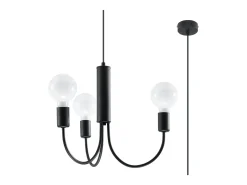 Best Sollux Lighting Candelabros Minimo moderno de acero - 3 fuentes luminosas 3000K - L.45 x A.100 cm - Negro