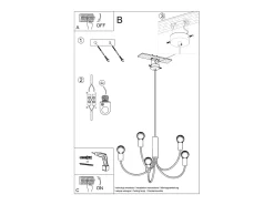 Best Sollux Lighting Candelabros Minimo moderno de acero - 3 fuentes luminosas 3000K - L.45 x A.100 cm - Negro