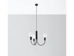 Best Sollux Lighting Candelabros Minimo moderno de acero - 3 fuentes luminosas 3000K - L.45 x A.100 cm - Negro