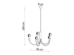 Sollux Lighting Candelabros Minimo moderno de acero - 5 fuentes luminosas 3000K - L.45 x A.100 cm - Negro Online