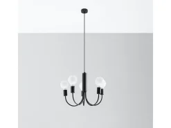 Sollux Lighting Candelabros Minimo moderno de acero - 5 fuentes luminosas 3000K - L.45 x A.100 cm - Negro Online