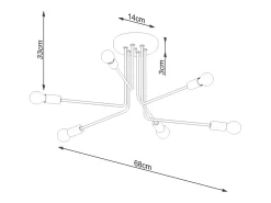 Sollux Lighting Candelabros Norah Moderno De Acero - 6 Fuentes Luminosas - L.68 X A.33 Cm - Negro Discount