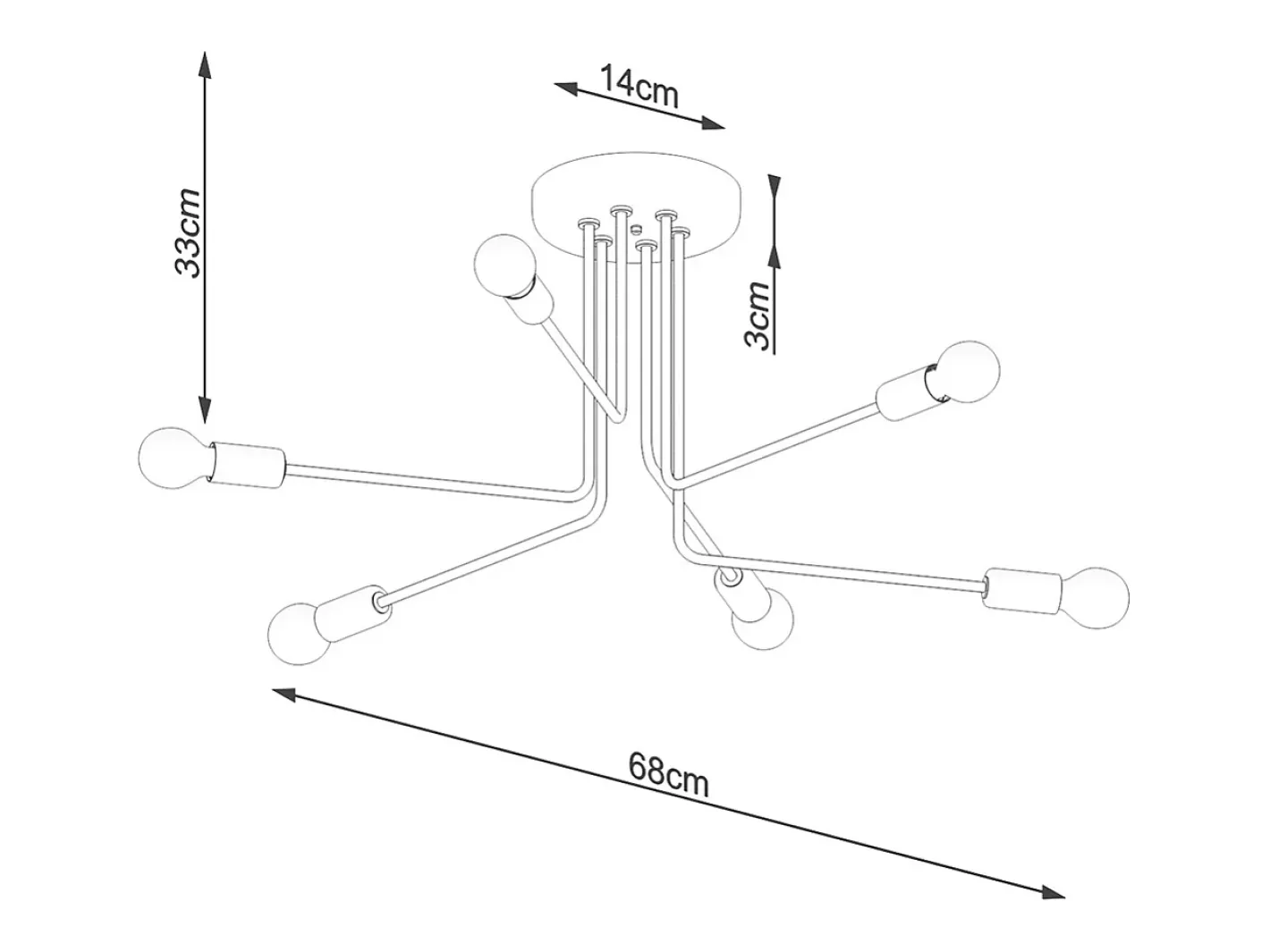 Sollux Lighting Candelabros Norah Moderno De Acero - 6 Fuentes Luminosas - L.68 X A.33 Cm - Negro Discount