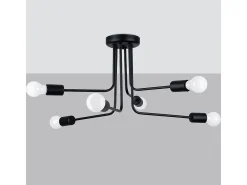 Sollux Lighting Candelabros Norah Moderno De Acero - 6 Fuentes Luminosas - L.68 X A.33 Cm - Negro Discount