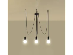 Sollux Lighting Candelabros Speis desván de tela/acero - 3 fuentes luminosas 4000K - L.300 x A.150 cm - Negro Best