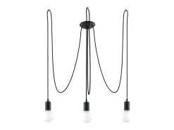 New Sollux Lighting Candelabros Speis desván de tela/acero - 3 fuentes luminosas 3000K - L.300 x A.150 cm - Negro