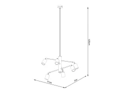 Best Sollux Lighting Candelabros Torim moderno de acero - 6 fuentes luminosas 4000K - L.77 x A.125 cm - Negro