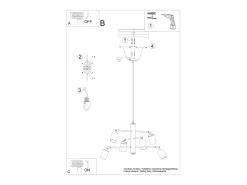Best Sollux Lighting Candelabros Torim moderno de acero - 6 fuentes luminosas 4000K - L.77 x A.125 cm - Negro