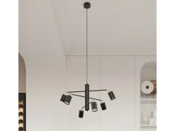Sollux Lighting Candelabros Torim moderno de acero - 6 fuentes luminosas 3000K - L.77 x A.125 cm - Negro Sale