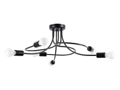 Sollux Lighting Lámpara Suspendida-Candelabros Varilex industrial de acero - 6 fuentes luminosas 3000K - L.69 x A.29 cm - Negro