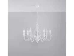 Sollux Lighting Candelabros Vivow moderno de acero - 7 fuentes luminosas 3000K - L.60 x A.80 cm - Blanco Outlet