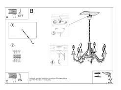 Sollux Lighting Lámpara Suspendida-Candelabros Vivow moderno de acero - 5 fuentes luminosas 4000K - L.60 x A.80 cm - Negro