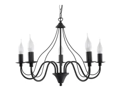Sollux Lighting Lámpara Suspendida-Candelabros Vivow moderno de acero - 5 fuentes luminosas 4000K - L.60 x A.80 cm - Negro