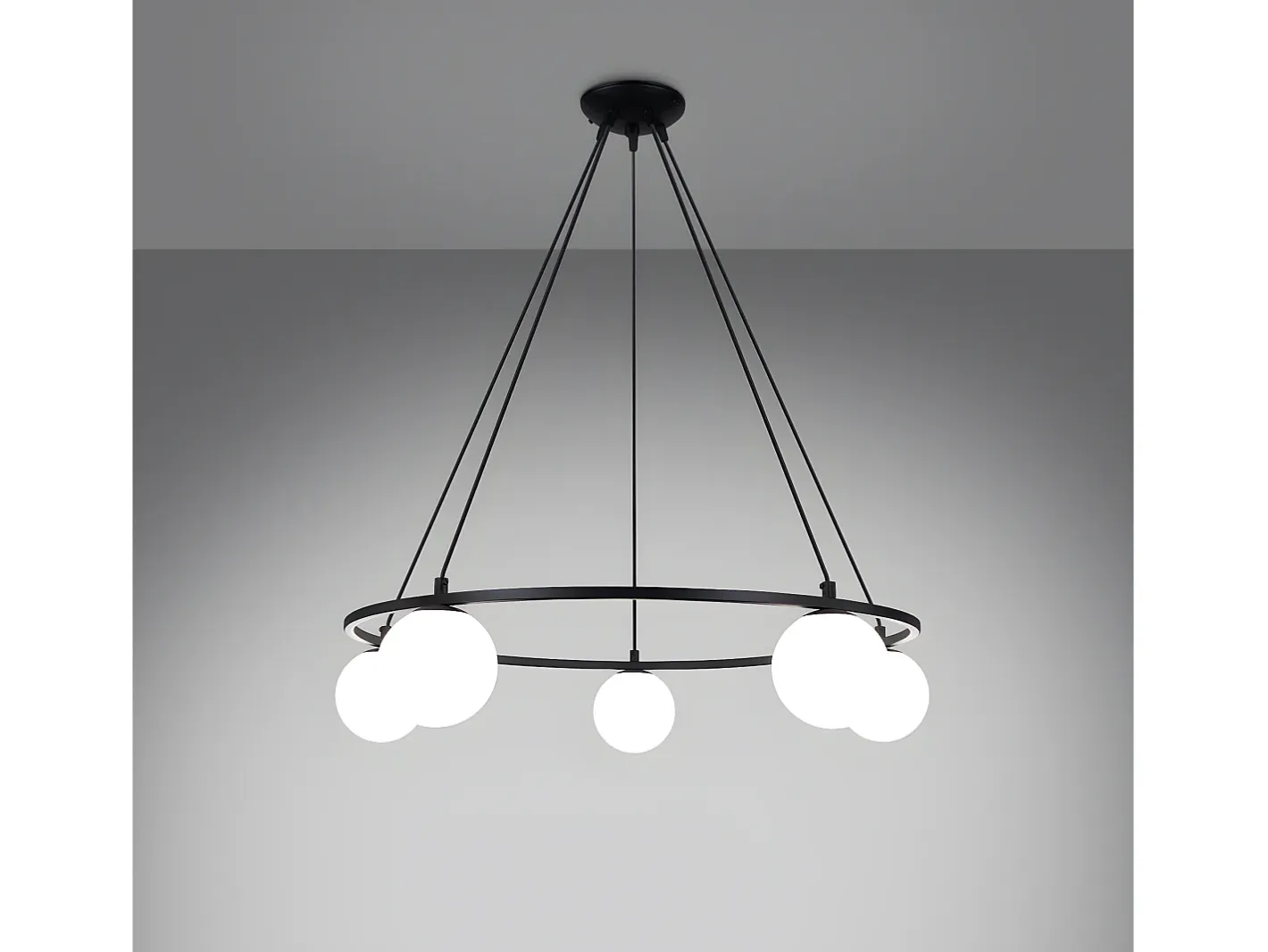 Sollux Lighting Candelabros Yoli Moderno De Acero/Vidrio - 5 Fuentes Luminosas - L.80 X A.98 Cm - Negro Best