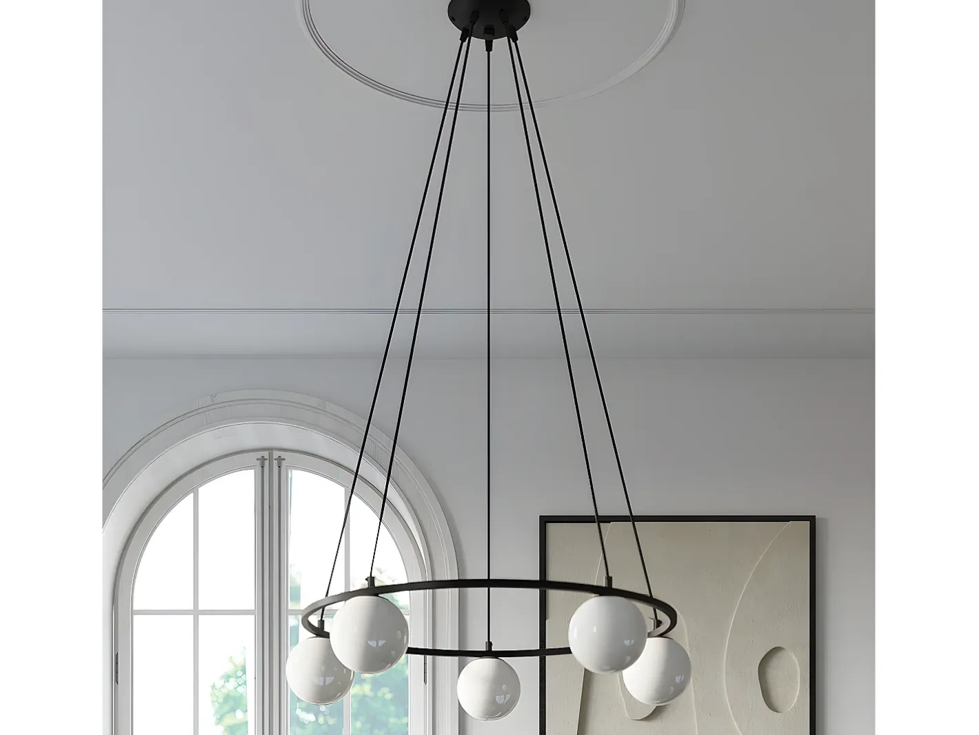 Sollux Lighting Candelabros Yoli Moderno De Acero/Vidrio - 5 Fuentes Luminosas - L.80 X A.98 Cm - Negro Best
