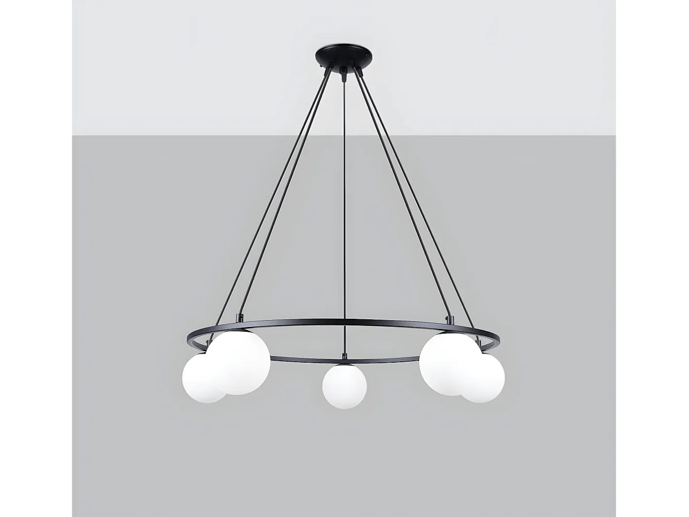 Sollux Lighting Candelabros Yoli Moderno De Acero/Vidrio - 5 Fuentes Luminosas - L.80 X A.98 Cm - Negro Best