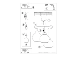 Online Sollux Lighting Candelabros Zelaro moderno de acero - 3 fuentes luminosas 4000K - L.35 x A.35 cm - Negro