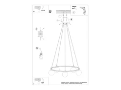 Sollux Lighting Candelabros Zynfi moderno de acero/vidrio - 5 fuentes luminosas 4000K - L.80 x A.98 cm - Negro Online