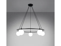 Sollux Lighting Candelabros Zynfi moderno de acero/vidrio - 5 fuentes luminosas 4000K - L.80 x A.98 cm - Negro Online